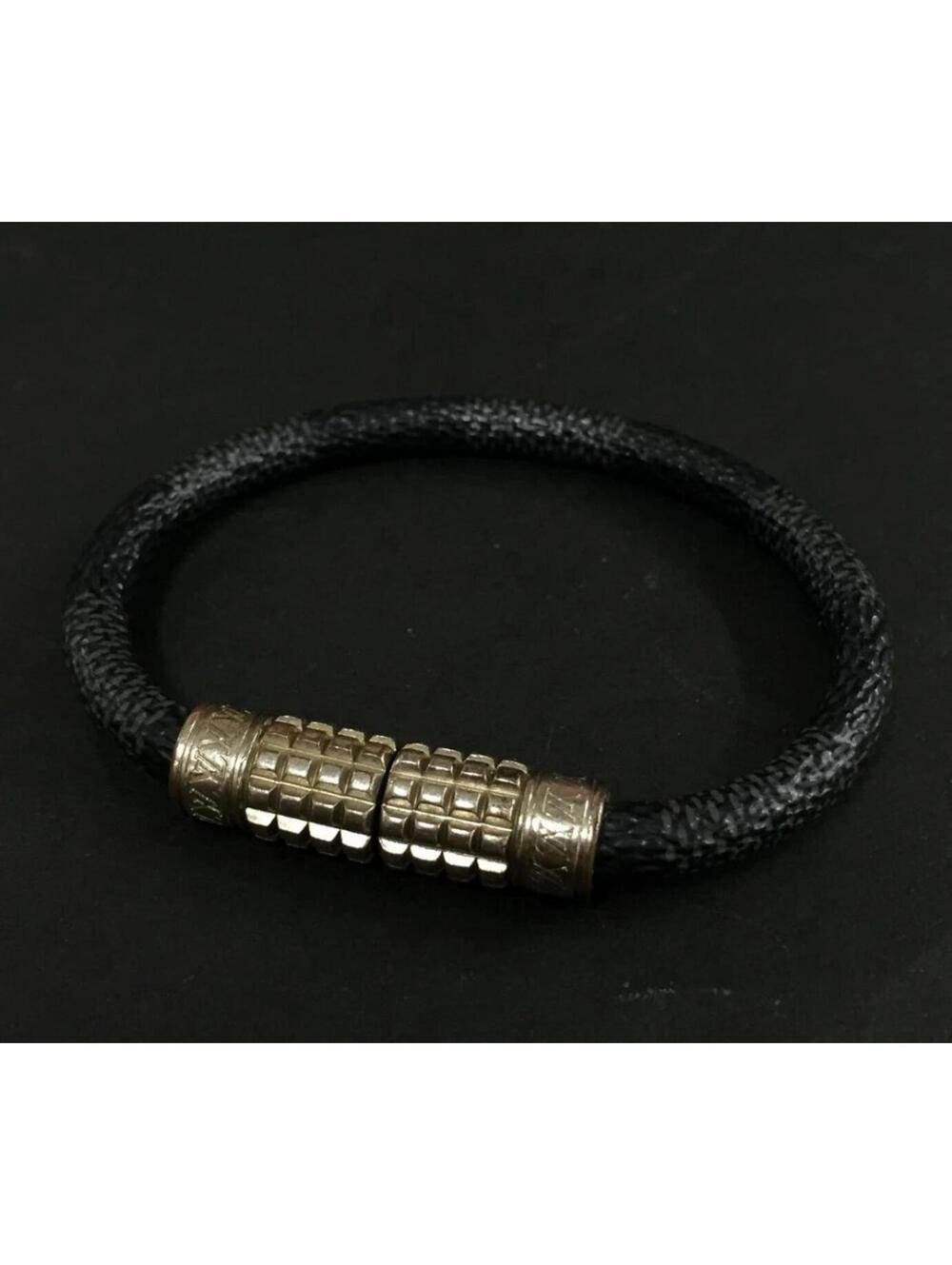 Gorgeous! Louis Vuitton Brasserie Damier Graphite Digit Bracelet Black LV